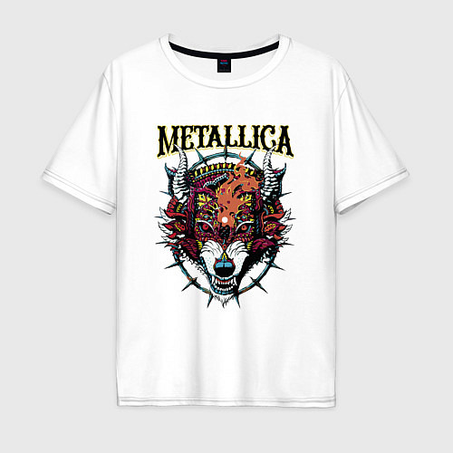 Мужская футболка оверсайз Metallica - wolfs muzzle - thrash metal / Белый – фото 1
