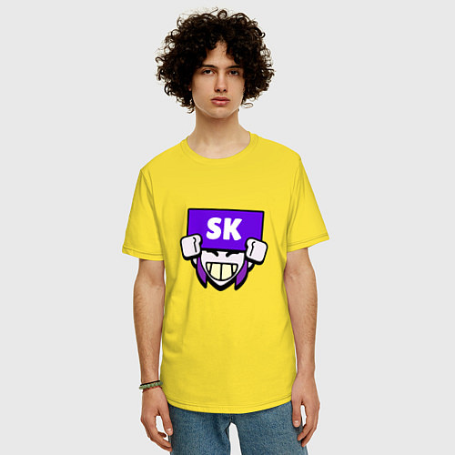 Мужская футболка оверсайз Значок болельщика SK Brawl Stars / Желтый – фото 3