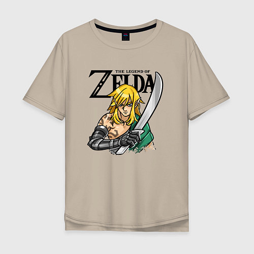 Мужская футболка оверсайз The Legend of Zelda - Tears of the Kingdom / Миндальный – фото 1