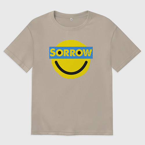 Мужская футболка оверсайз Печаль / Миндальный – фото 1