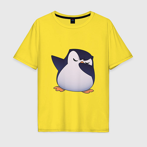 Мужская футболка оверсайз Пингвин в танце / Желтый – фото 1