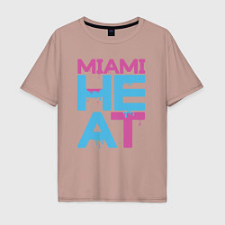 Футболка оверсайз мужская Miami Heat style, цвет: пыльно-розовый