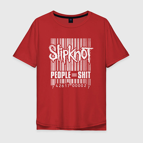Мужская футболка оверсайз Slipknot bar code / Красный – фото 1