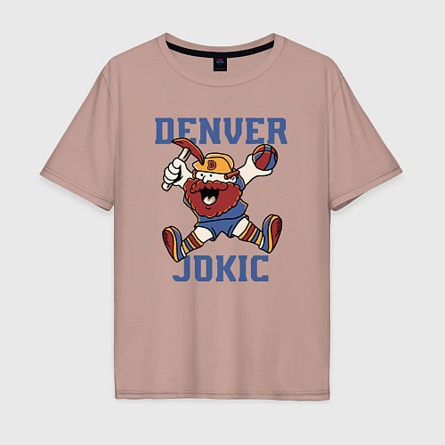 Мужская футболка оверсайз Denver Jokic / Пыльно-розовый – фото 1