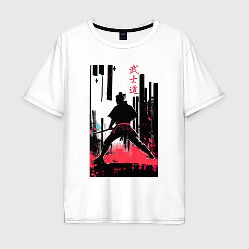 Мужская футболка оверсайз Бусидо - кодекс самурая - путь война / Белый – фото 1