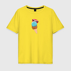 Футболка оверсайз мужская Голубое и шоколадное мороженое, цвет: желтый