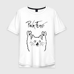 Футболка оверсайз мужская Pink Floyd - rock cat, цвет: белый