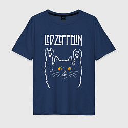 Футболка оверсайз мужская Led Zeppelin rock cat, цвет: тёмно-синий