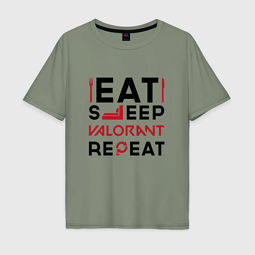 Мужская футболка оверсайз Надпись: eat sleep Valorant repeat / Авокадо – фото 1