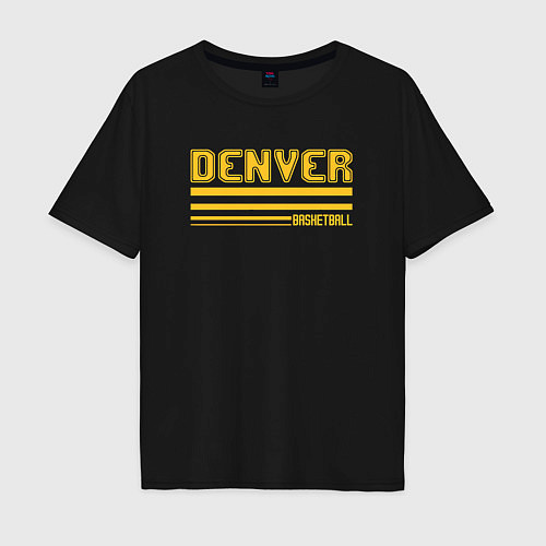 Мужская футболка оверсайз Basketball Denver / Черный – фото 1