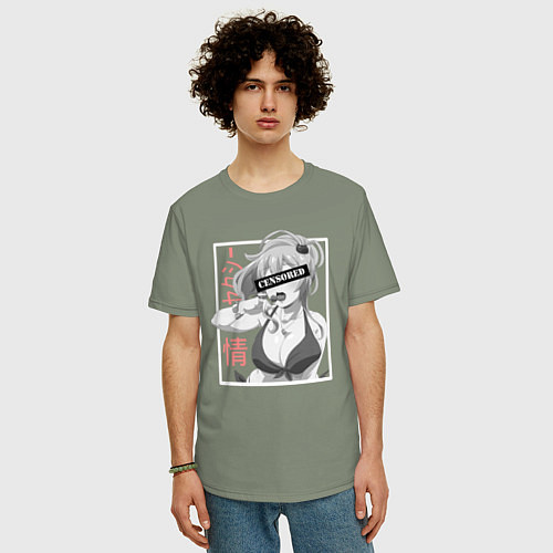 Мужская футболка оверсайз Девушка аниме и чупа-чупс / Авокадо – фото 3