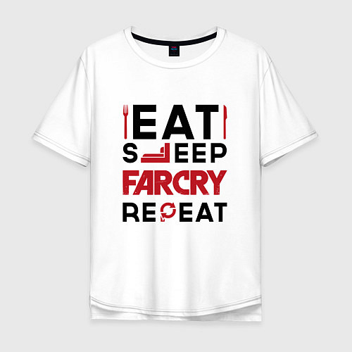 Мужская футболка оверсайз Надпись: eat sleep Far Cry repeat / Белый – фото 1