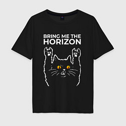 Футболка оверсайз мужская Bring Me the Horizon rock cat, цвет: черный