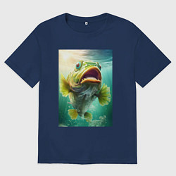 Футболка оверсайз мужская Большой карп, цвет: тёмно-синий