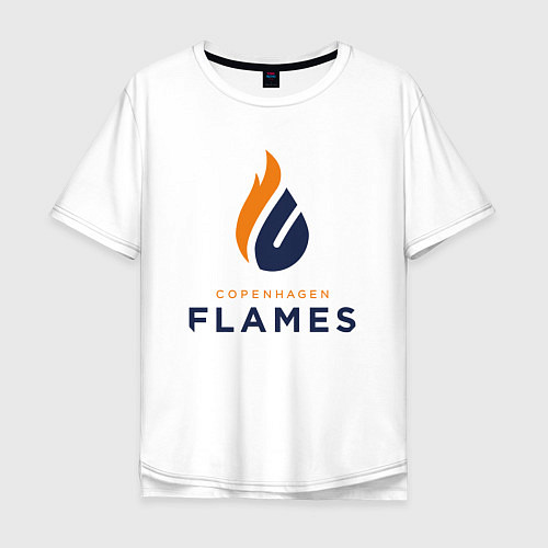 Мужская футболка оверсайз Copenhagen Flames лого / Белый – фото 1