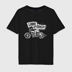 Футболка оверсайз мужская Gimme danger - motorcycle - motto, цвет: черный