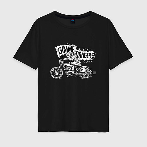 Мужская футболка оверсайз Gimme danger - motorcycle - motto / Черный – фото 1