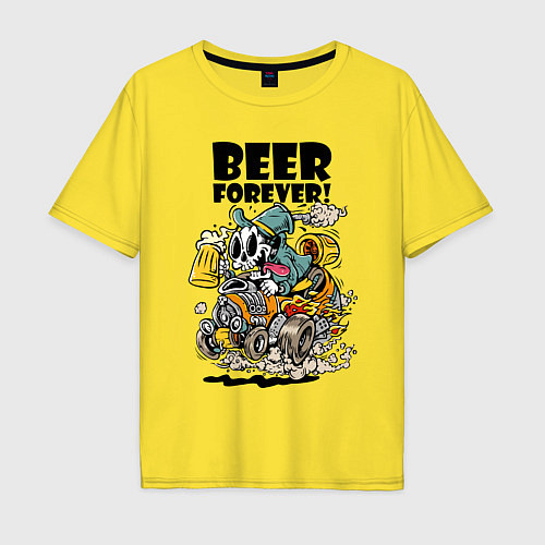 Мужская футболка оверсайз Beer forever - motto / Желтый – фото 1