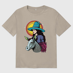 Мужская футболка оверсайз Ведьма и осел comic style