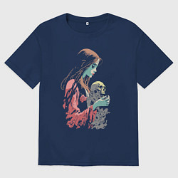 Мужская футболка оверсайз Кукла колдуна с черепом