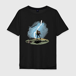Мужская футболка оверсайз Дурак на холме ловит молнию