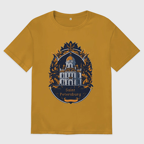 Мужская футболка оверсайз Санкт - Петербург / Горчичный – фото 1