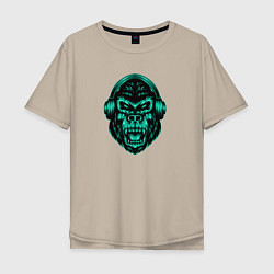 Мужская футболка оверсайз Крутая горилла в наушниках