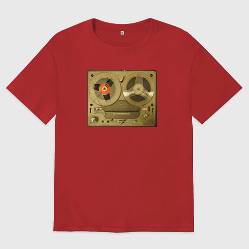 Мужская футболка оверсайз Ретро магнитофон / Красный – фото 1