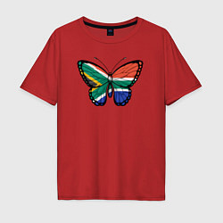 Футболка оверсайз мужская ЮАР бабочка, цвет: красный