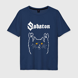 Футболка оверсайз мужская Sabaton rock cat, цвет: тёмно-синий