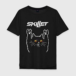 Мужская футболка оверсайз Skillet rock cat