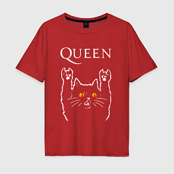 Мужская футболка оверсайз Queen rock cat
