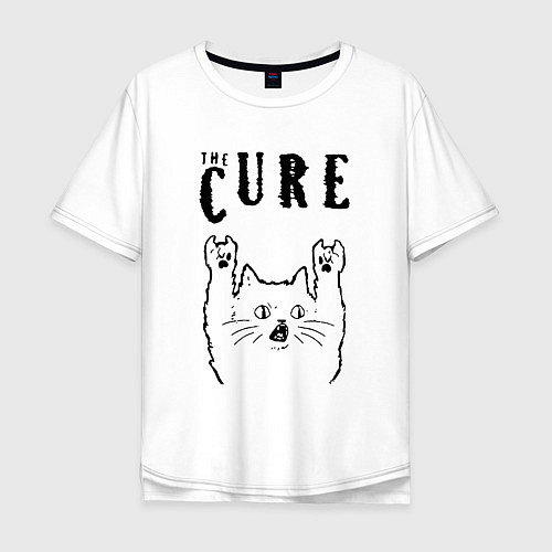 Мужская футболка оверсайз The Cure - rock cat / Белый – фото 1