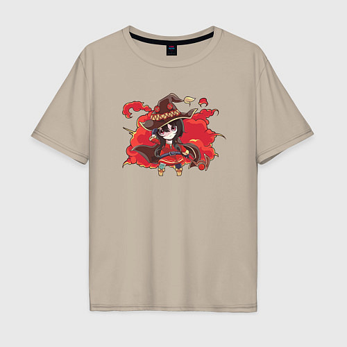 Мужская футболка оверсайз Megumin chibi / Миндальный – фото 1