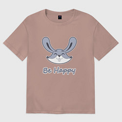 Футболка оверсайз мужская Кролик be happy, цвет: пыльно-розовый