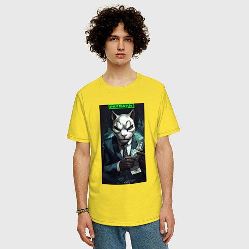 Мужская футболка оверсайз Payday 3 cat / Желтый – фото 3