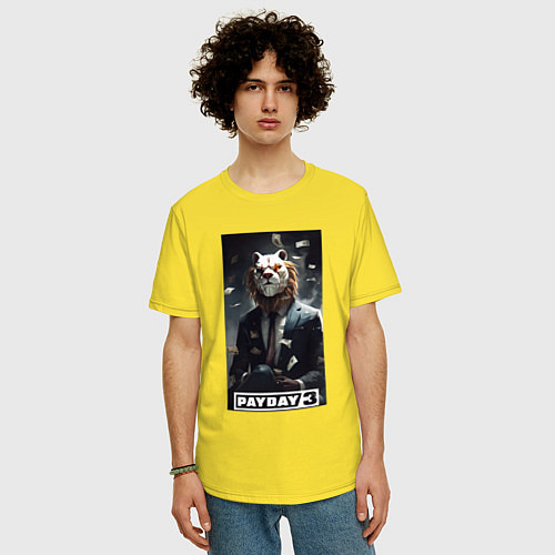 Мужская футболка оверсайз Payday 3 lion mask / Желтый – фото 3