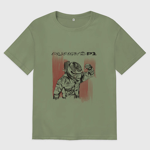 Мужская футболка оверсайз Always P1 black / Авокадо – фото 1