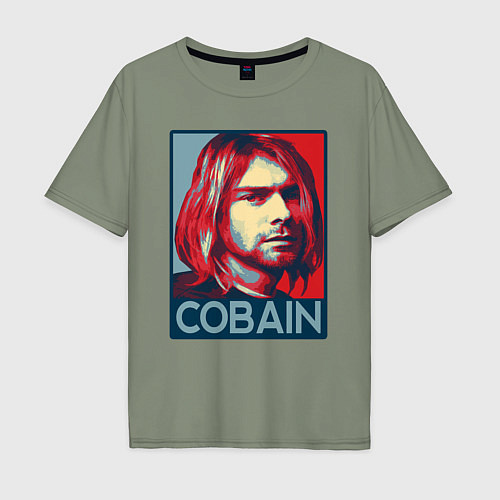 Мужская футболка оверсайз Nirvana - Kurt Cobain / Авокадо – фото 1