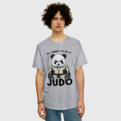 Футболка оверсайз мужская Дзюдо панда, цвет: меланж — фото 2