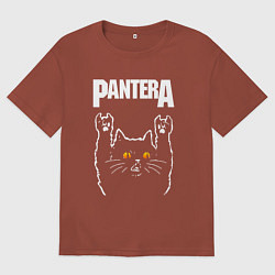 Футболка оверсайз мужская Pantera rock cat, цвет: кирпичный
