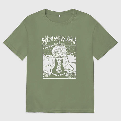 Мужская футболка оверсайз Санеми шинадзугава - столп ветра / Авокадо – фото 1