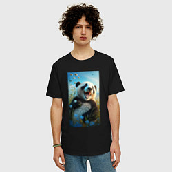Футболка оверсайз мужская Веселая панда, цвет: черный — фото 2