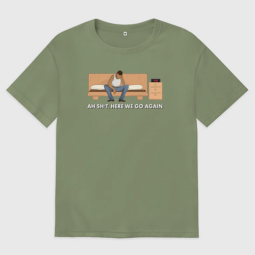 Мужская футболка оверсайз Here We Go Again / Авокадо – фото 1