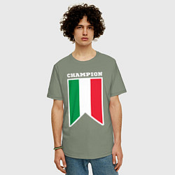 Футболка оверсайз мужская Италия чемпион, цвет: авокадо — фото 2