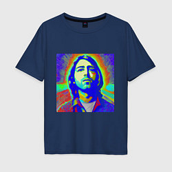 Мужская футболка оверсайз Kurt Cobain Glitch Art