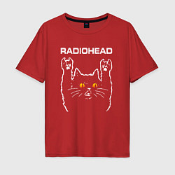 Мужская футболка оверсайз Radiohead rock cat