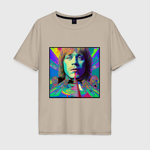 Мужская футболка оверсайз Brian Jones Glitch Modern Art / Миндальный – фото 1