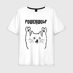 Футболка оверсайз мужская Powerwolf - rock cat, цвет: белый