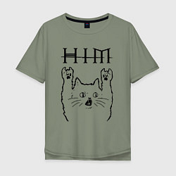 Мужская футболка оверсайз HIM - rock cat